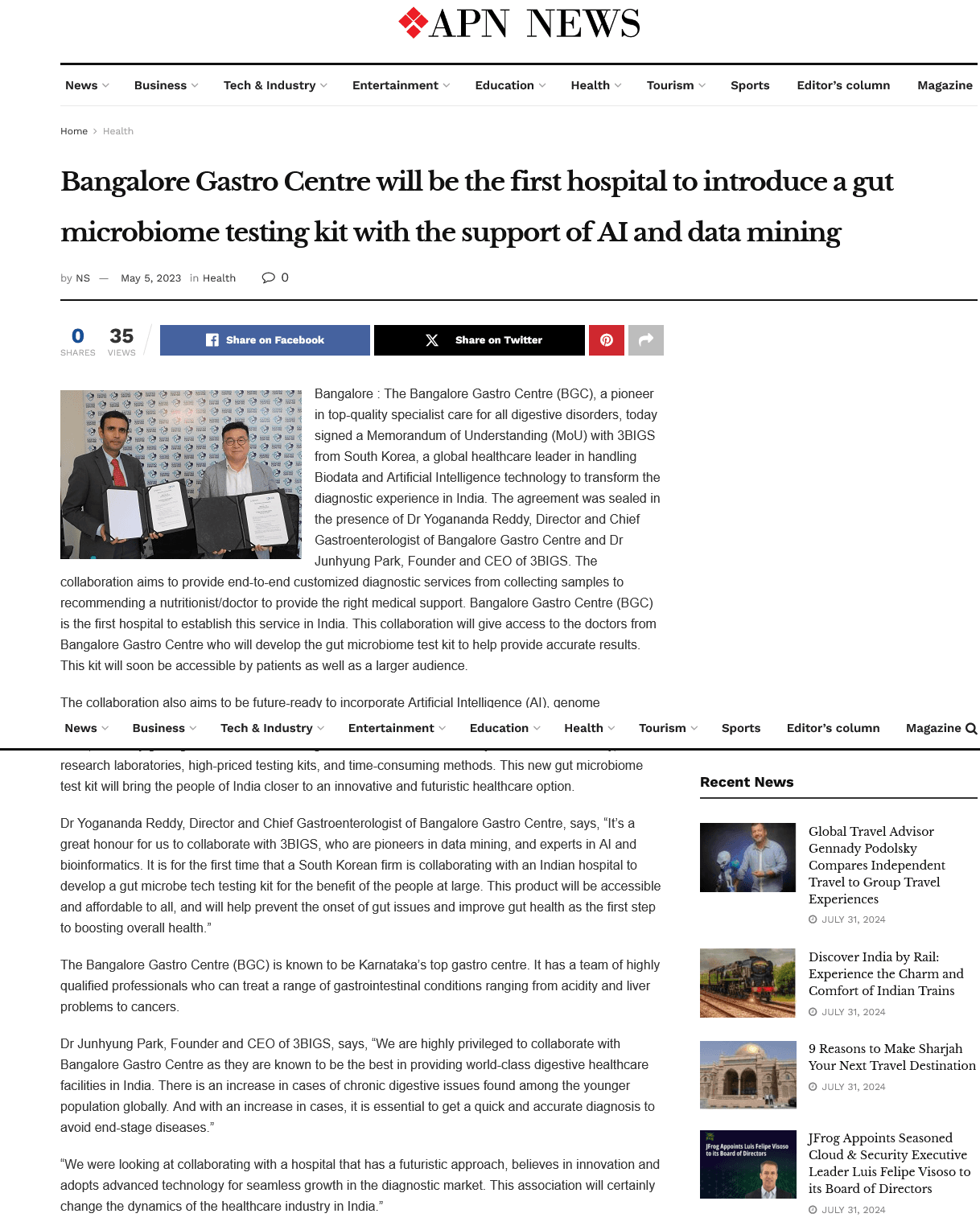 Screenshot 2024-07-31 at 18-45-30 Bangalore Gastro Centre will be the first hospital to introduce a gut microbiome testing kit with the support of AI and data mining – APN News.png